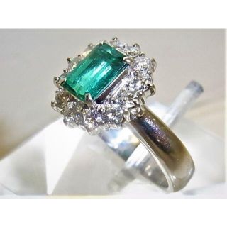 Pt900 プラチナ リング エメラルド 0.702ct ダイヤ 0.43ct(リング(指輪))