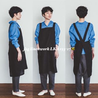 フォグリネンワーク(fog linen work)のfog linen work リネンワーククロスエプロン　ブラック(ひざ丈ワンピース)