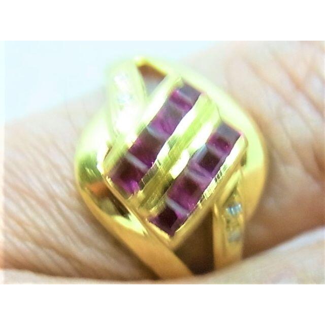 K18 18金 リング 指輪 ルビー ダイヤ 入　a レディースのアクセサリー(リング(指輪))の商品写真
