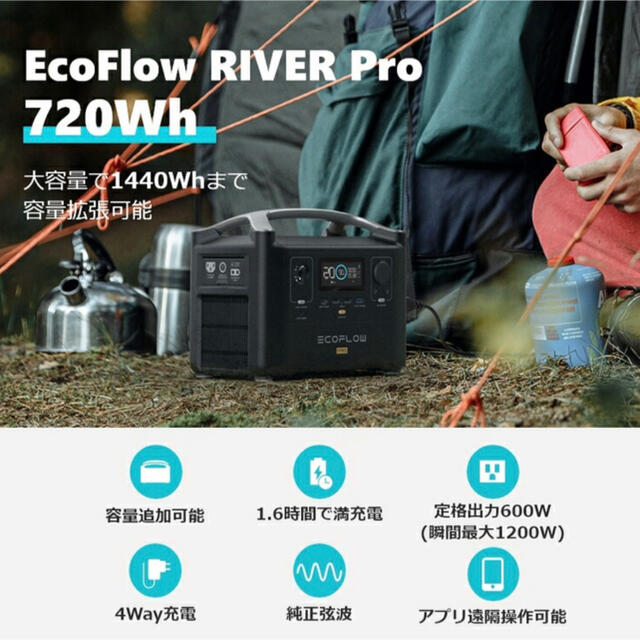【新品未使用】EcoFlow  RIVER Pro ポータブル電源 スポーツ/アウトドアのアウトドア(その他)の商品写真
