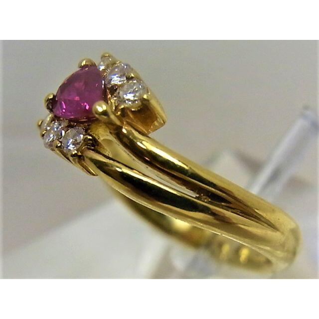 レディースK18 18金 リング 指輪 ルビー 0.39ct ダイヤ 0.16ct