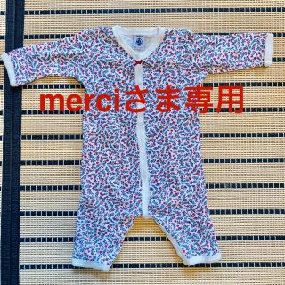 プチバトー(PETIT BATEAU)のプチバトー 花柄ロンパース《60》(ロンパース)