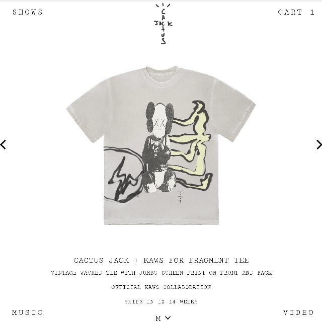 FRAGMENT(フラグメント)のCACTUS JACK + KAWS FOR FRAGMENT TEE (M) メンズのトップス(Tシャツ/カットソー(半袖/袖なし))の商品写真