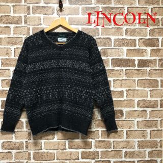 ❤LINCOLN リンカーン❤ ニット セーター グレー 黒〈L〉 冬 メンズ(ニット/セーター)