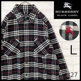 バーバリーブラックレーベル(BURBERRY BLACK LABEL)の【大人気】希少 L サイズ バーバリーブラックレーベル ノバチェック シャツ 黒(シャツ)