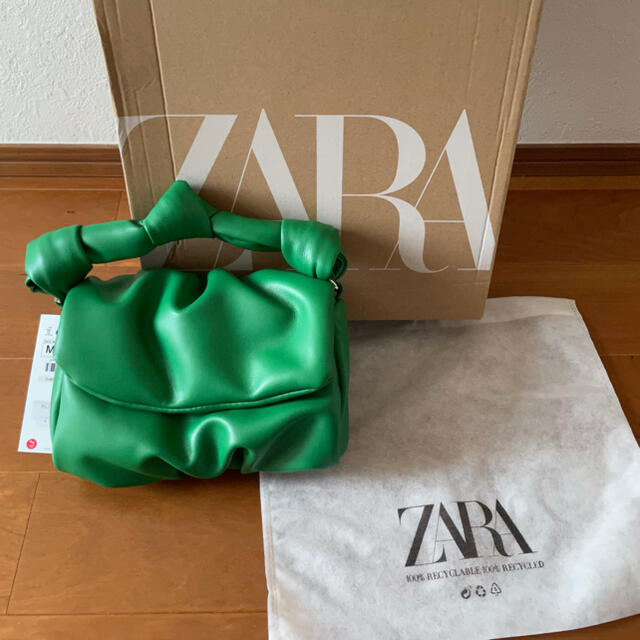 ZARA ソフトノットクロスボディバッグ　グリーン　完売商品　新品