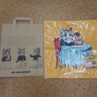 モスバーガー　ヒグチユウコ  紙袋とタオルハンカチ セット(キャラクターグッズ)