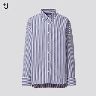 ユニクロ(UNIQLO)のユニクロ ＋Ｊ　スーピマコットンオーバーサイズストライプ シャツ（長袖）(シャツ/ブラウス(長袖/七分))