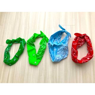 バンダナ　ハンカチ　赤　水色　緑　黄緑（蛍光黄緑）バラ売り可(ハンカチ/バンダナ)