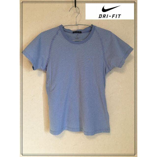 NIKE(ナイキ)の【NIKE】aナイキ DRY-FIT ストライプ ブルー 1019 レディースのトップス(Tシャツ(半袖/袖なし))の商品写真