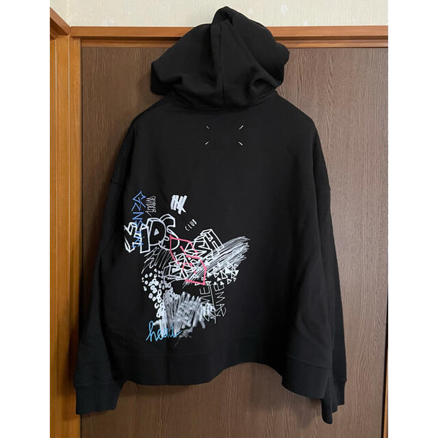 黒XS新品 メゾン マルジェラ グラフィティ スウェット パーカー