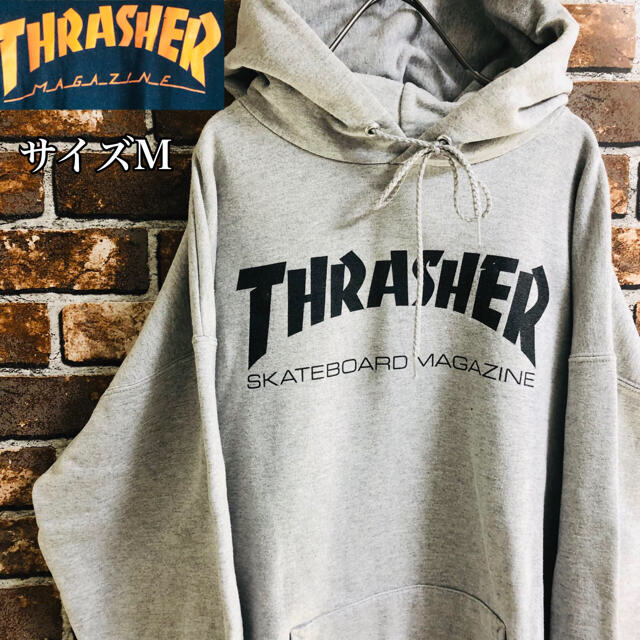 THRASHER(スラッシャー)の【希少】スラッシャー　パーカー サイズマークジェイコブス　シャツ　デカロゴ　美品 メンズのトップス(パーカー)の商品写真