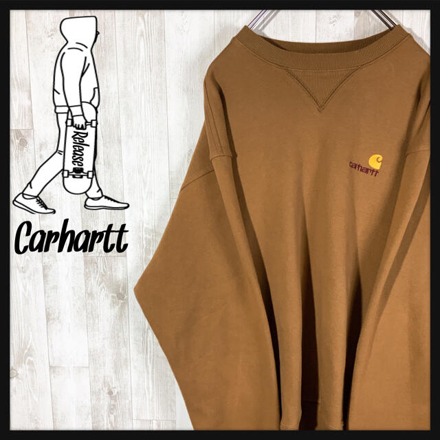 【レア】carhartt カーハート　スウェット　ハーフジップ　刺繍　ゆるだぼ