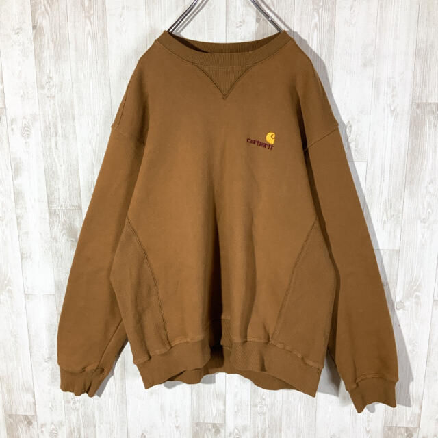 【レア】carhartt カーハート　スウェット　ハーフジップ　刺繍　ゆるだぼ