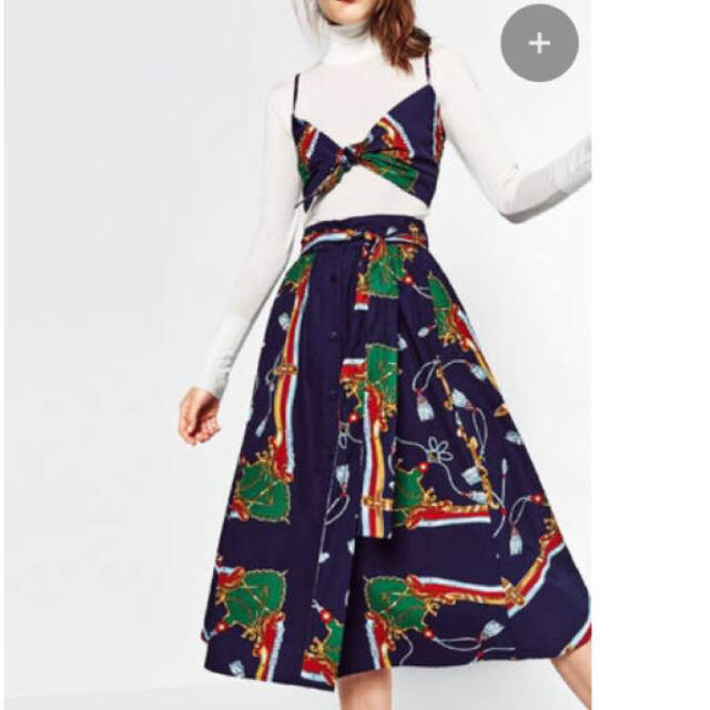 ZARA(ザラ)のZARA ネイビーブルー ヴィンテージ ビスチェ&スカート レディースのスカート(ロングスカート)の商品写真