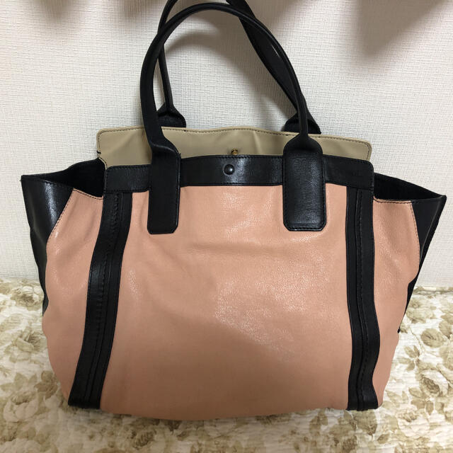 CHLOE アリソン トートバッグ ハンドバッグ バイカラー アイボリー.