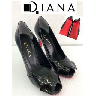 ダイアナ(DIANA)のダイアナ DIANA パンプス エナメル オープントゥ ヒールレッド 美品 (ハイヒール/パンプス)