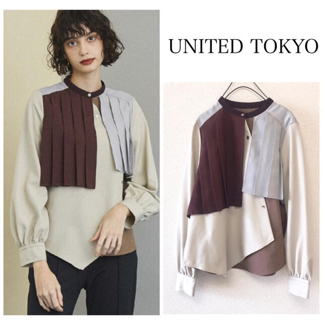 UNITED TOKYO スライドフロントプリーツブラウス