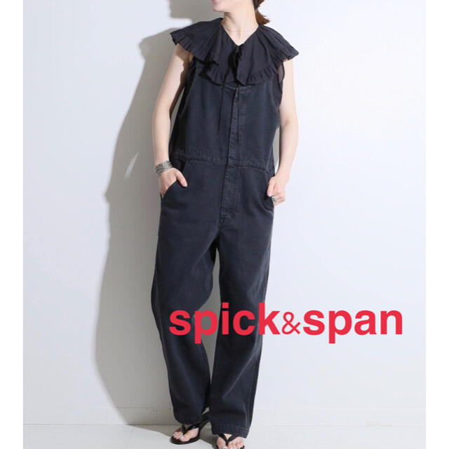 Spick&Span【5 1/2】ブラックデニムオーバーオール