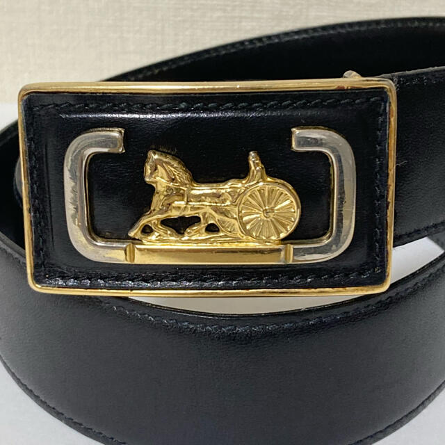 美品レア大きめ馬車金具レザーバックル セリーヌ ヴィンテージ ベルト