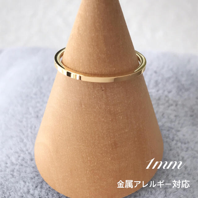 1mm 角リング ピンキーリング ステンレスリング 金属アレルギー対応  レディースのアクセサリー(リング(指輪))の商品写真