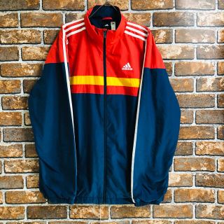 【レア】アディダス adidasジャージ レッドイエローネイビー 胸ロゴ