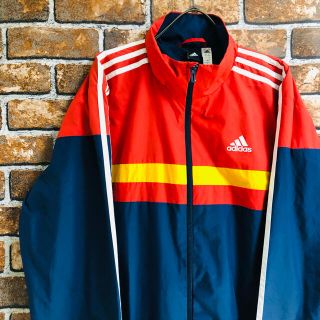 【レア】アディダス adidasジャージ レッドイエローネイビー 胸ロゴ