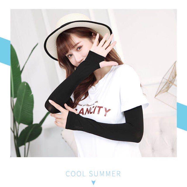 ⭐️#9ア－ムカバー·UVカット、黒、冷感・速乾・日焼け防止 レディースのファッション小物(手袋)の商品写真