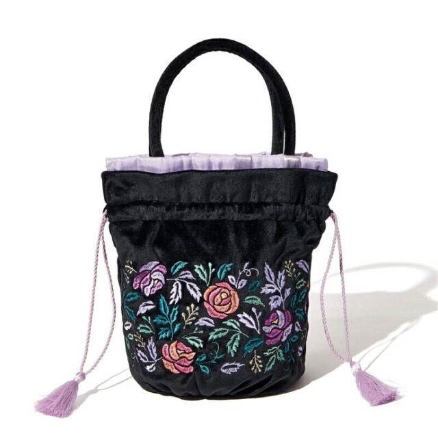 Francfranc(フランフラン)のFrancfranc × ANNA SUI コラボ 巾着バッグ　BLACK レディースのバッグ(ハンドバッグ)の商品写真