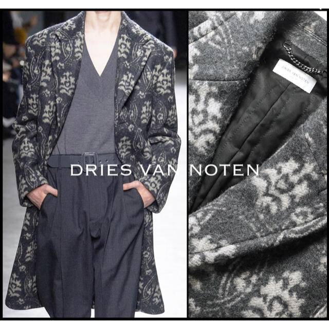 DRIES VAN NOTEN(ドリスヴァンノッテン)の新品税込31.5万ドリスヴァンノッテンジャガードチェスターフィールドコート46 メンズのジャケット/アウター(チェスターコート)の商品写真