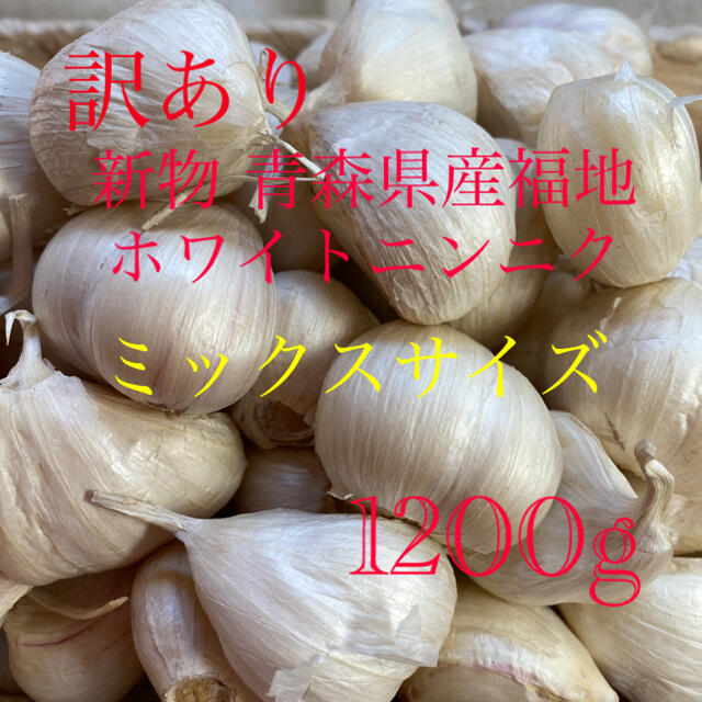 訳あり 新物青森県産福地ホワイトニンニク ミックスサイズ1200g  食品/飲料/酒の食品(野菜)の商品写真