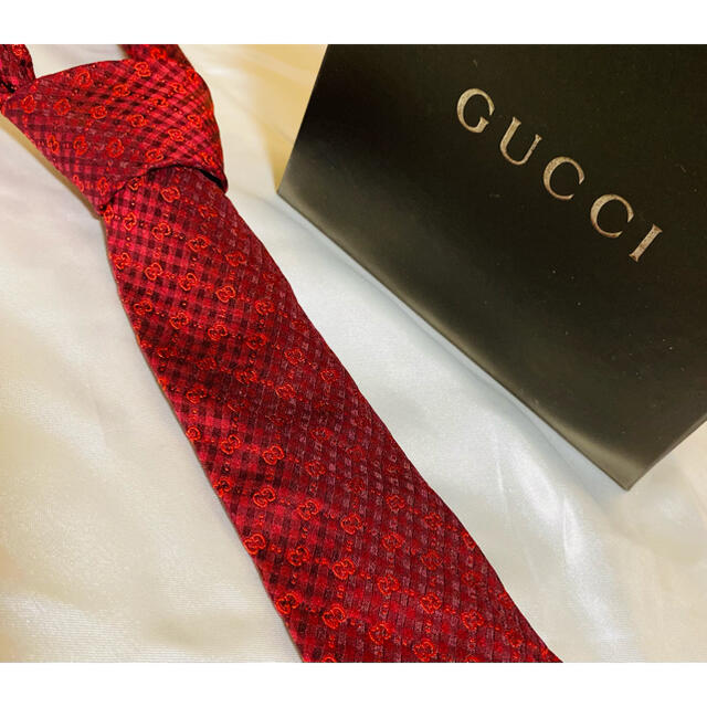 GUCCIグッチ蜂ビー bee 大剣裏GG 現行タグネクタイナロータイ美品紺赤