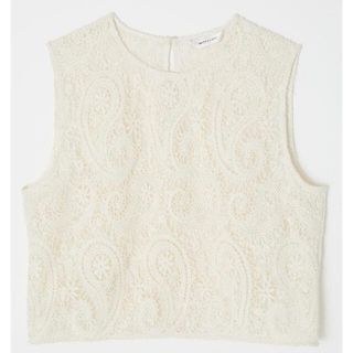 マウジー(moussy)のmoussy CHEMICAL LACE トップス  ショート丈 白系(ベスト/ジレ)