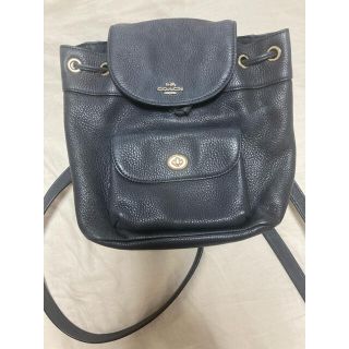 コーチ(COACH)のcoach   ネイビー　リュック　レザー(リュック/バックパック)