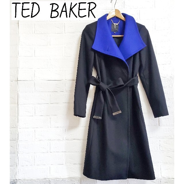 美品 TED BAKER ロイヤルブルー  バイカラー ツートン 毛 カシミア混