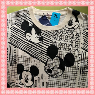 ディズニー(Disney)の【ミッキー】楽しいスケッチブックデザイン総柄❣️プリントTシャツ《LL》(Tシャツ(半袖/袖なし))