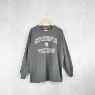 リーボック(Reebok)のNFL ミネソタバイキング　グレー　ロンT アメフト　プリントTシャツ　古着(Tシャツ/カットソー(七分/長袖))