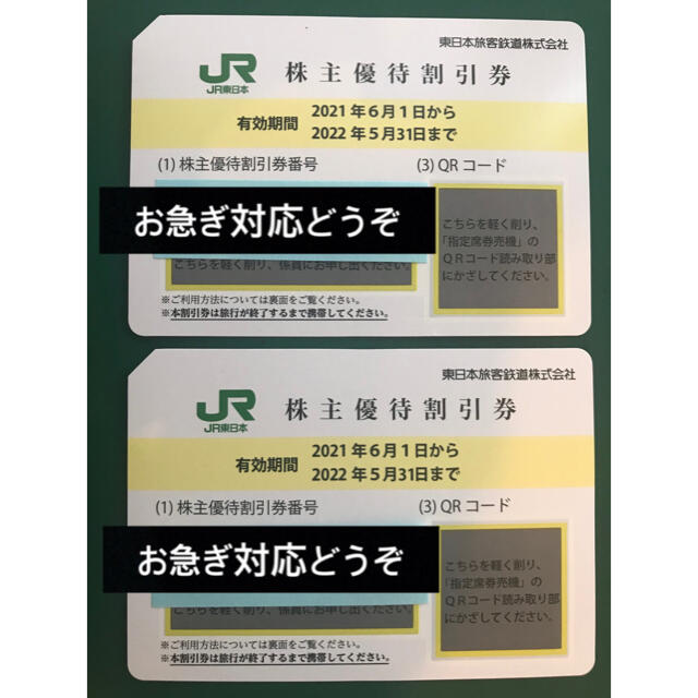 JR  jr  東日本　株主優待　割引券　２枚