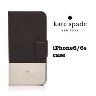 ケイトスペードニューヨーク(kate spade new york)の新品☆Kate Spade iPhone6/6sケース 手帳型 黒×ピンク(iPhoneケース)