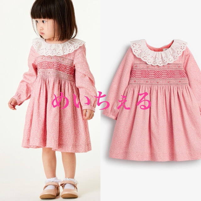 NEXT(ネクスト)の【新品】Pink Ditsy シャーリングコットンワンピース（ガールズ） キッズ/ベビー/マタニティのベビー服(~85cm)(ワンピース)の商品写真