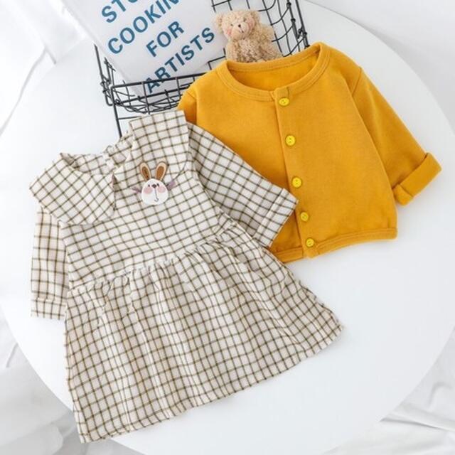 子供服　キッズセットアップ　女の子セーター+ワンピース2点セット　110cm キッズ/ベビー/マタニティのキッズ服女の子用(90cm~)(ワンピース)の商品写真