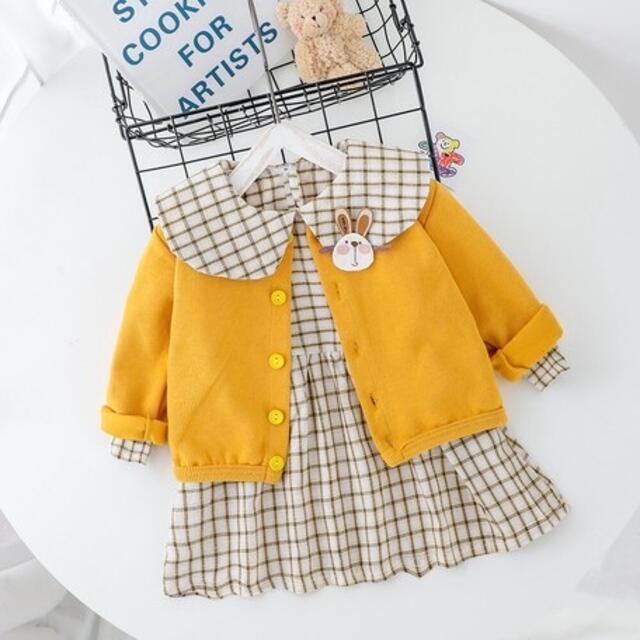 子供服　キッズセットアップ　女の子セーター+ワンピース2点セット　120cm キッズ/ベビー/マタニティのキッズ服女の子用(90cm~)(ワンピース)の商品写真