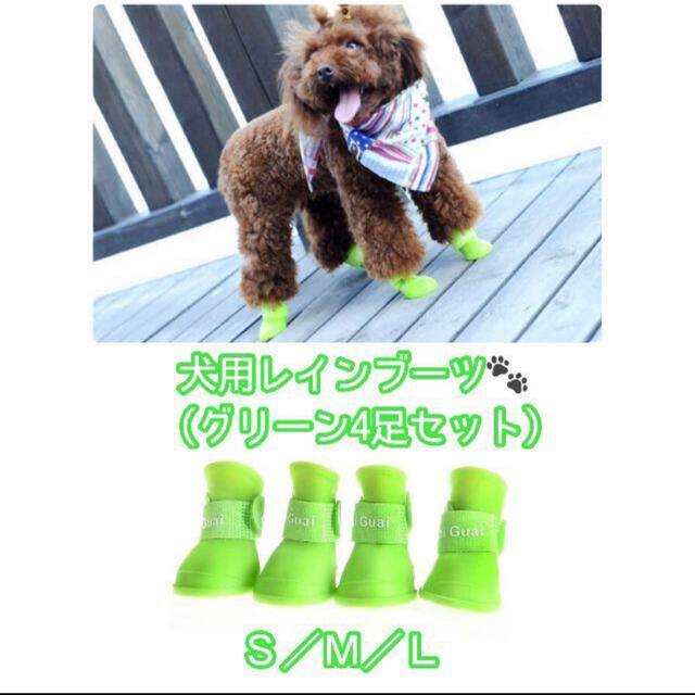 犬用レインブーツ長靴　グリーンS その他のペット用品(犬)の商品写真