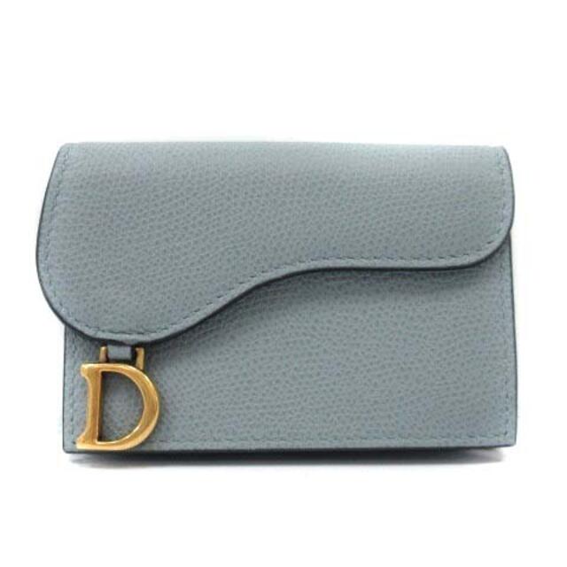 Christian Dior(クリスチャンディオール)のクリスチャンディオール カードケース 名刺入れ サドル型 コンパクト ブルー レディースのファッション小物(名刺入れ/定期入れ)の商品写真