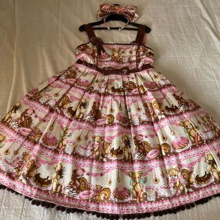 Angelic Pretty - little bears cafe ハイウエストJSK set アイボリーの