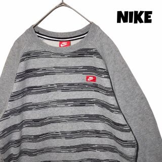 ナイキ(NIKE)の【希少デザイン】ナイキ NIKE スウェット トレーナー M グレー 古着 ロゴ(スウェット)