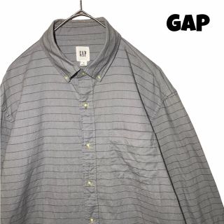 ギャップ(GAP)の【希少デザイン】ギャップ GAP シャツ 長袖 ボーダー M グレー 古着 BD(シャツ)