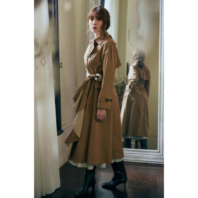 HLT Gaba Ruffled Cotton Trench Coat