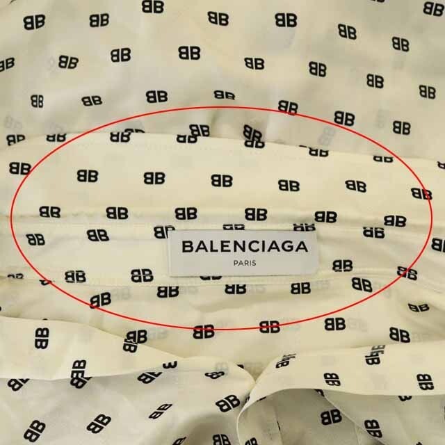 Balenciaga(バレンシアガ)のバレンシアガ BALENCIAGA 19SS ブラウス シャツ 38 白 黒 レディースのトップス(シャツ/ブラウス(長袖/七分))の商品写真