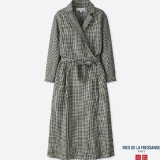 ユニクロ(UNIQLO)のイネスドラフレサンジュ ユニクロ レーヨン チェック ワンピース カシュクール(ロングワンピース/マキシワンピース)